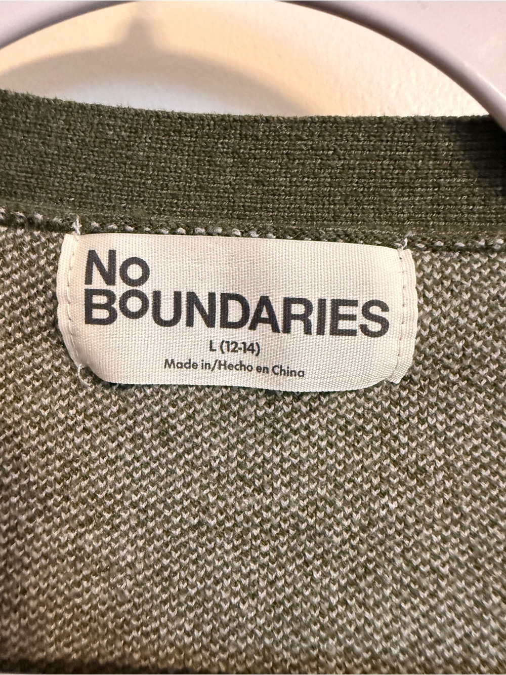 No Boundaries Olive Green Cardigan with White Floral Embroidery - Picture 2 of 2